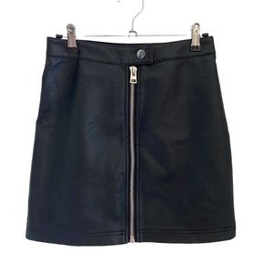 Topshop 2 Skirt Faux Leather High Waisted Mini Black Zip Up NWT